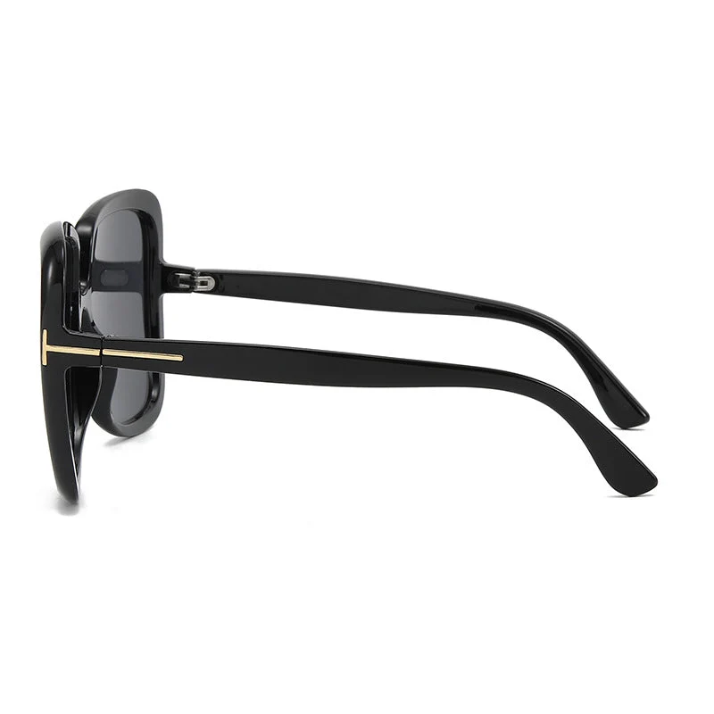 Dame elegant oversized solbrille med filigranramme Luvikno