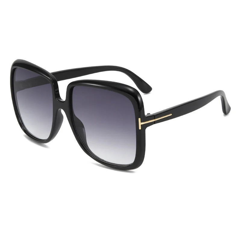 Dame elegant oversized solbrille med filigranramme Luvikno