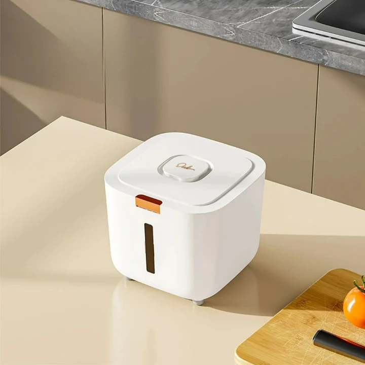 StockClick – Lufttett dispenserboks med målebeger for ris og korn (5 eller 10 kg) | Luvikno