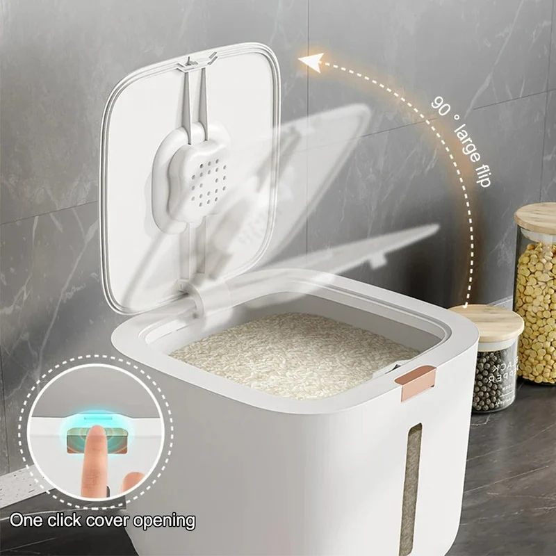 StockClick – Lufttett dispenserboks med målebeger for ris og korn (5 eller 10 kg) | Luvikno