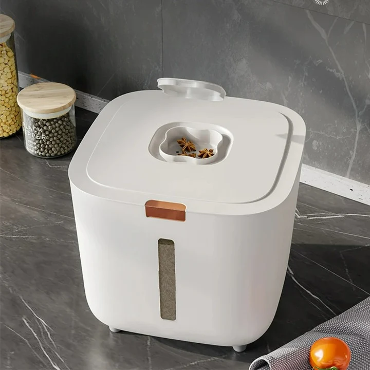 StockClick – Lufttett dispenserboks med målebeger for ris og korn (5 eller 10 kg) | Luvikno