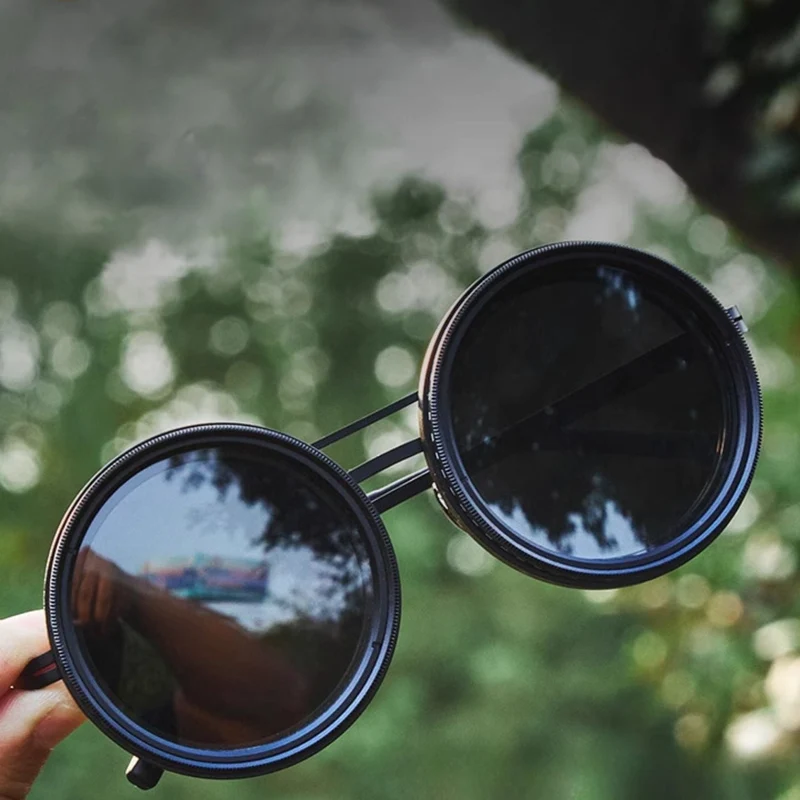 VisionRound polariserte solbriller – Unisex retro design med justerbart lysfilter | Luvikno