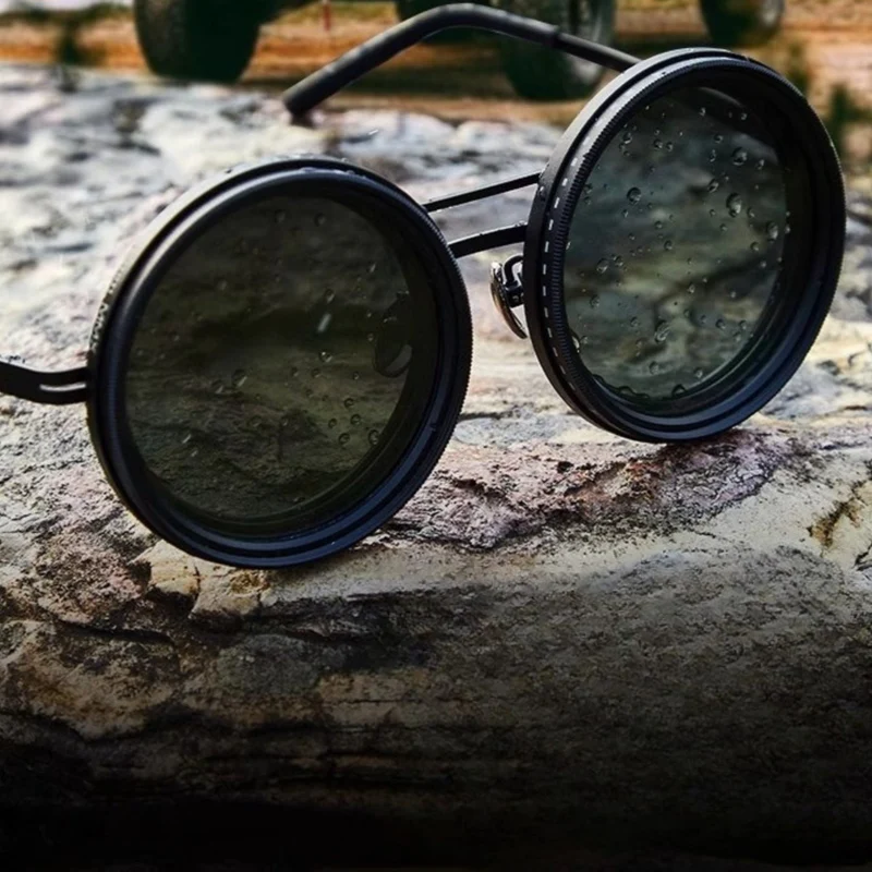 VisionRound polariserte solbriller – Unisex retro design med justerbart lysfilter | Luvikno