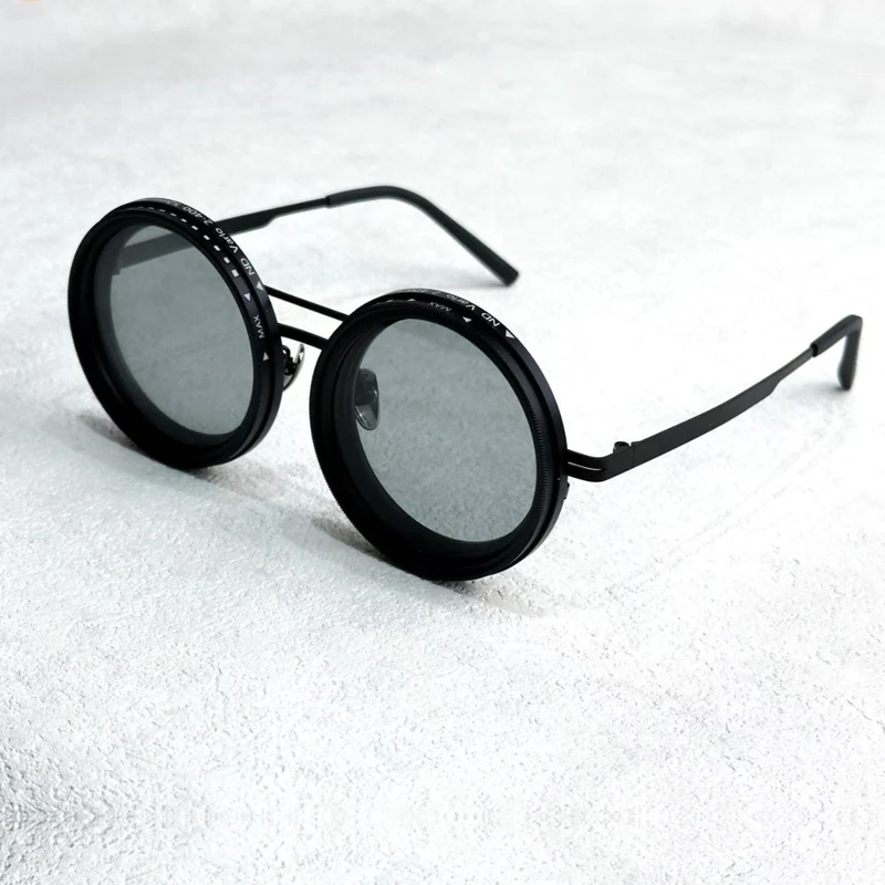VisionRound polariserte solbriller – Unisex retro design med justerbart lysfilter | Luvikno