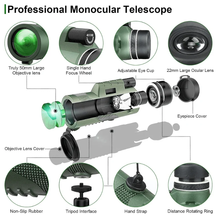 VisionPeak Kompakt Monokular med HD Linse og Høy Forstørrelse | Luvikno