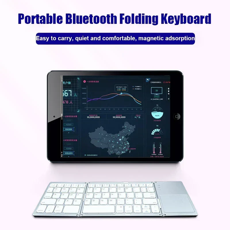 Trådløst sammenleggbart Bluetooth-tastatur med berøringspute – Kompakt, allsidig og ultrabærbar | Luvikno
