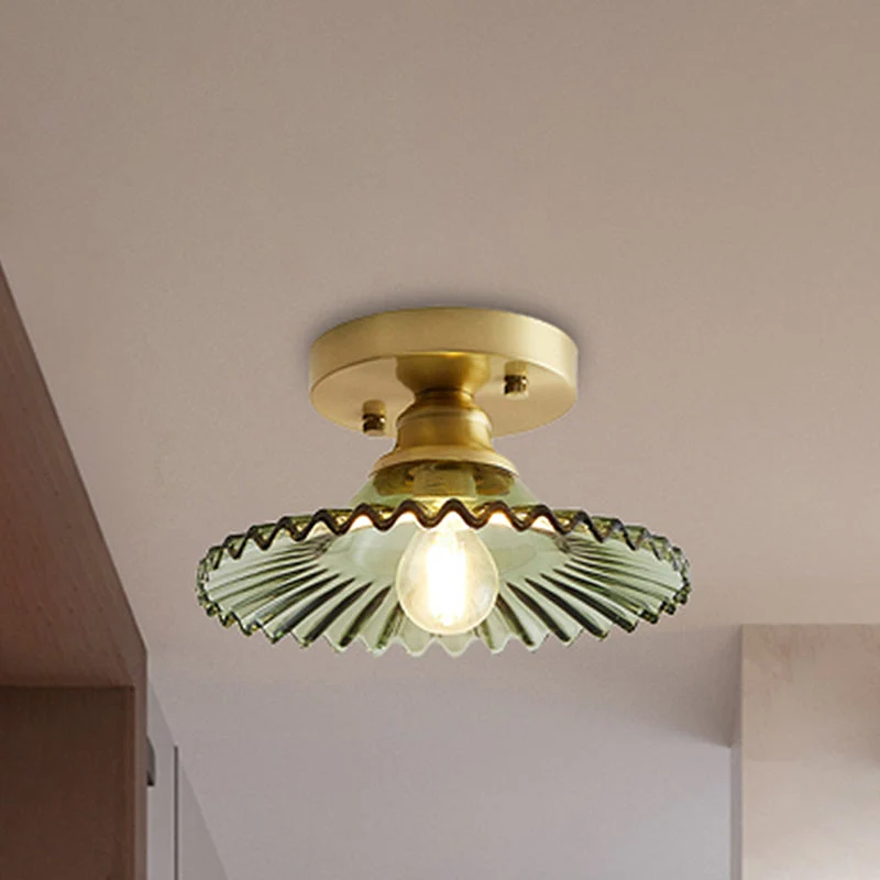 LumiCraft – Industriell Taklampe med Grønn Glasskjerm | Luvikno