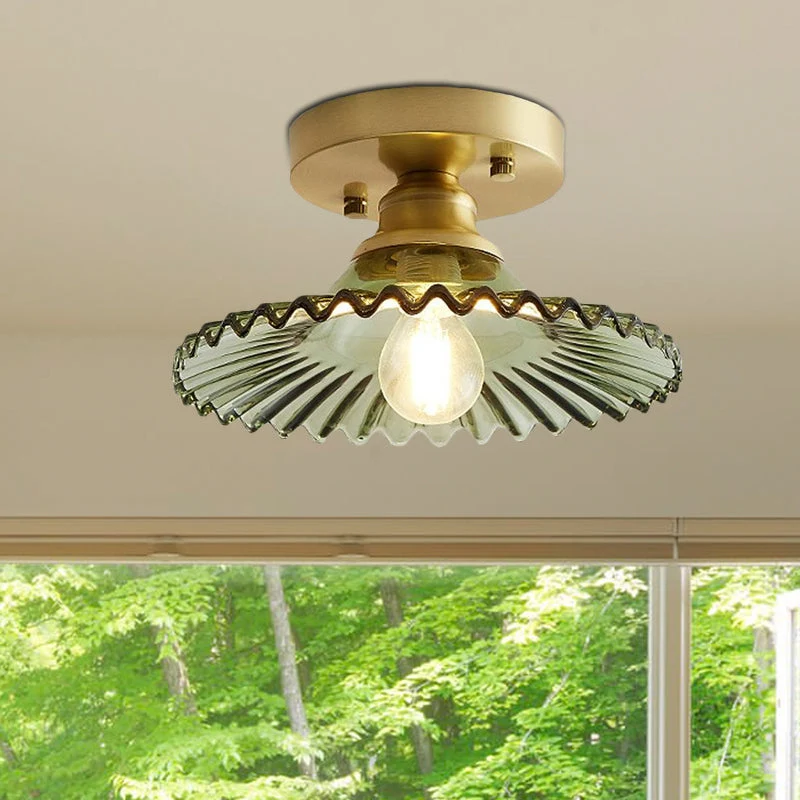 LumiCraft – Industriell Taklampe med Grønn Glasskjerm | Luvikno