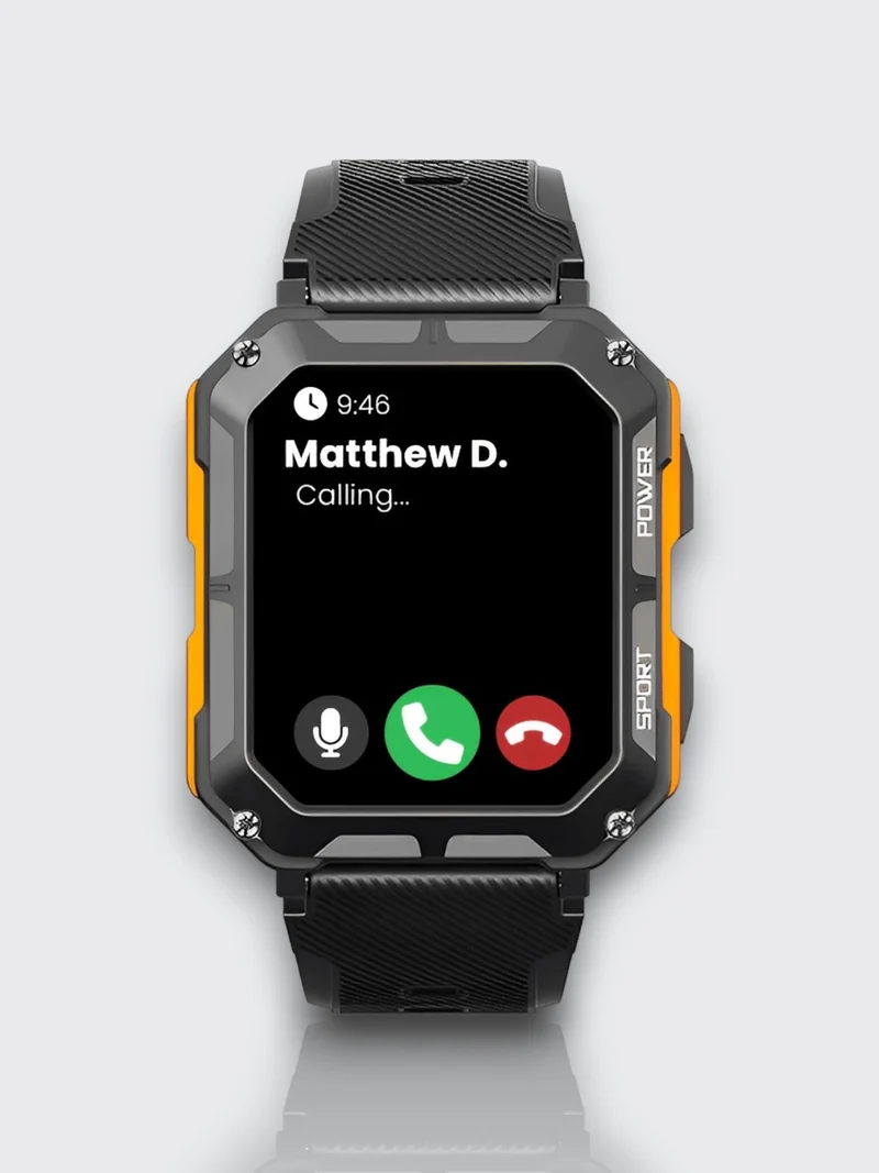 Indestructible Smartwatch med pulsmåler og 14 dagers batterilevetid – Vanntett og støtsikker for aktive profesjonelle | Luvikno