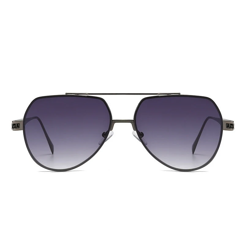 Dame Designer-solbrille i stilfull, bølget metallramme Luvikno