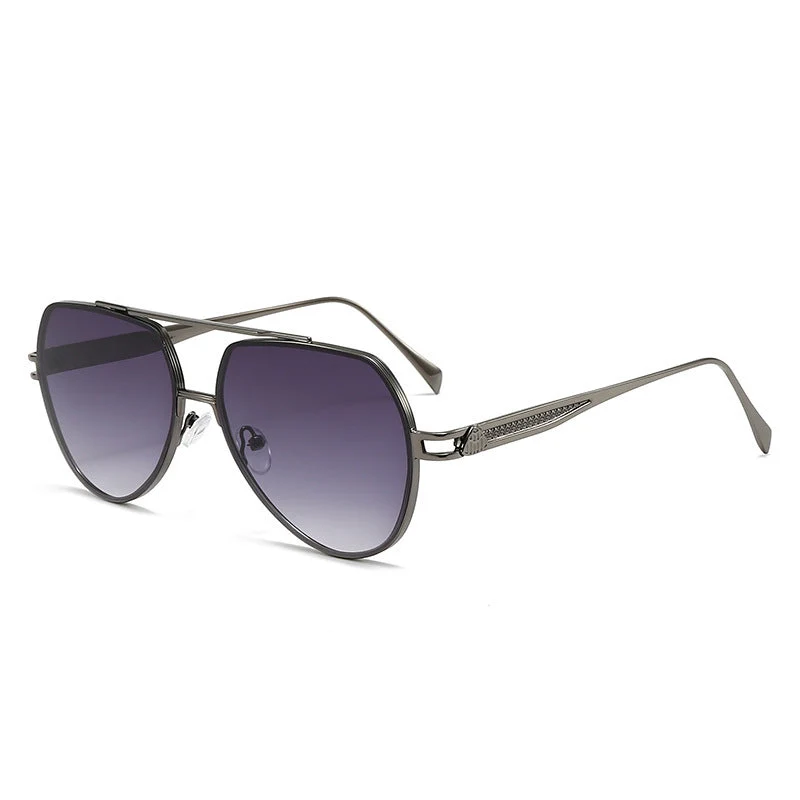 Dame Designer-solbrille i stilfull, bølget metallramme Luvikno