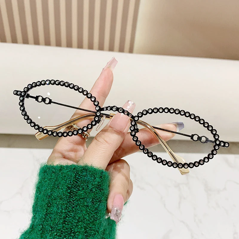 Damen Designer Brille ramme med ekstravagant perleinnramming Luvikno