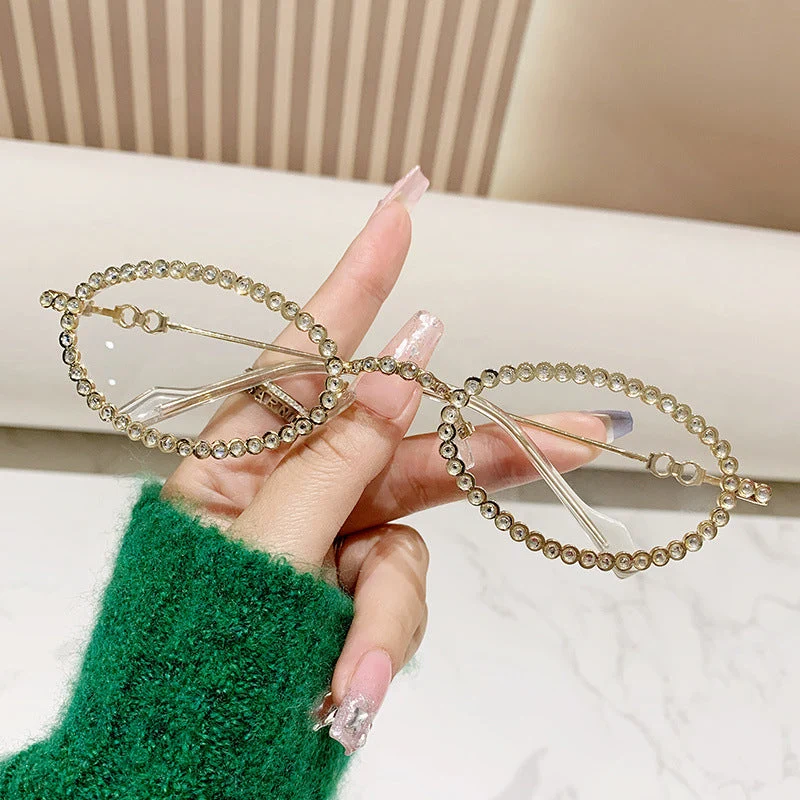 Damen Designer Brille ramme med ekstravagant perleinnramming Luvikno