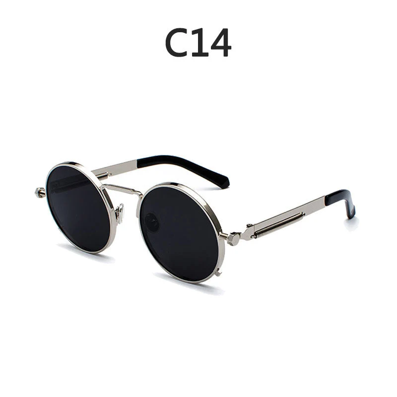 Dame Runde Metall-solbrille med speilte linser Luvikno