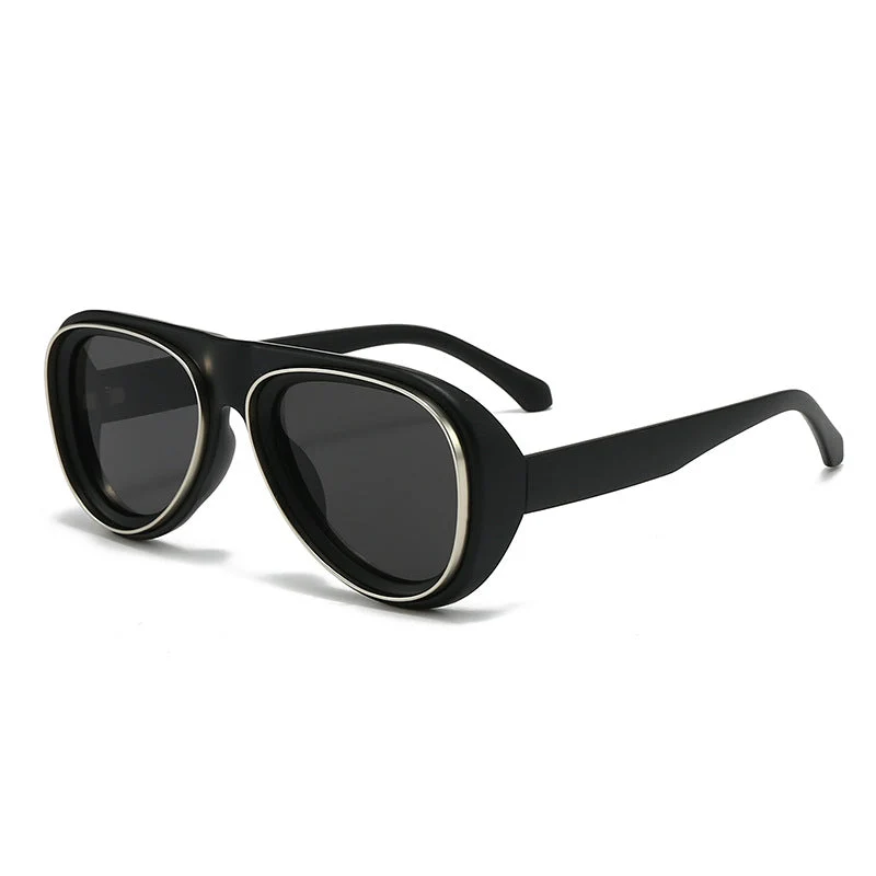 Dame mote retro-solbriller med bred ramme Luvikno