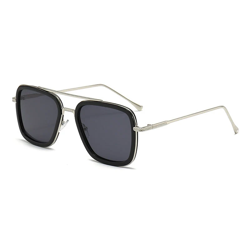 Dame moteristisk kvadratisk solbrille med glamorøs metallramme Luvikno