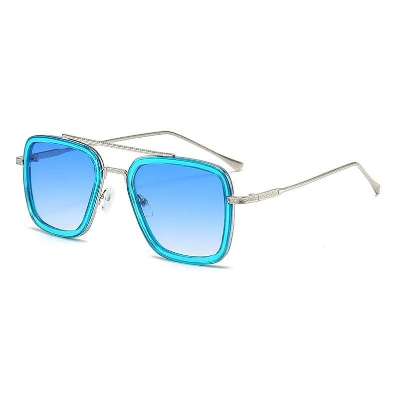 Dame moteristisk kvadratisk solbrille med glamorøs metallramme Luvikno