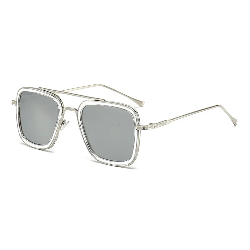 Dame moteristisk kvadratisk solbrille med glamorøs metallramme Luvikno