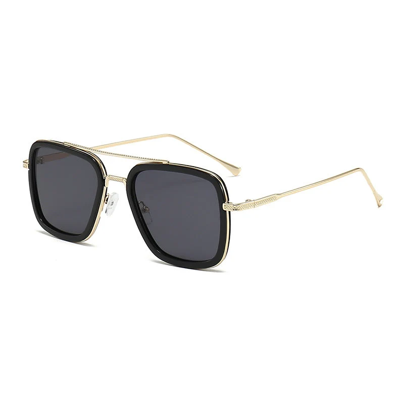 Dame moteristisk kvadratisk solbrille med glamorøs metallramme Luvikno
