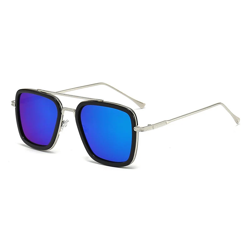 Dame moteristisk kvadratisk solbrille med glamorøs metallramme Luvikno