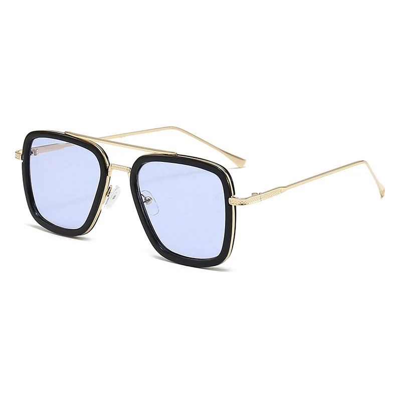 Dame moteristisk kvadratisk solbrille med glamorøs metallramme Luvikno