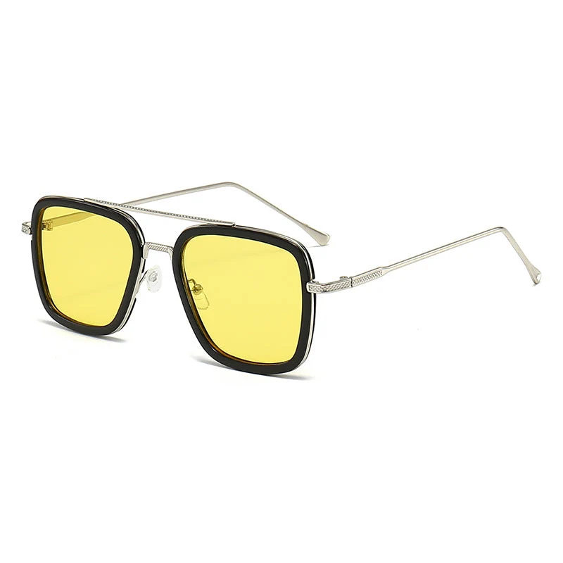 Dame moteristisk kvadratisk solbrille med glamorøs metallramme Luvikno