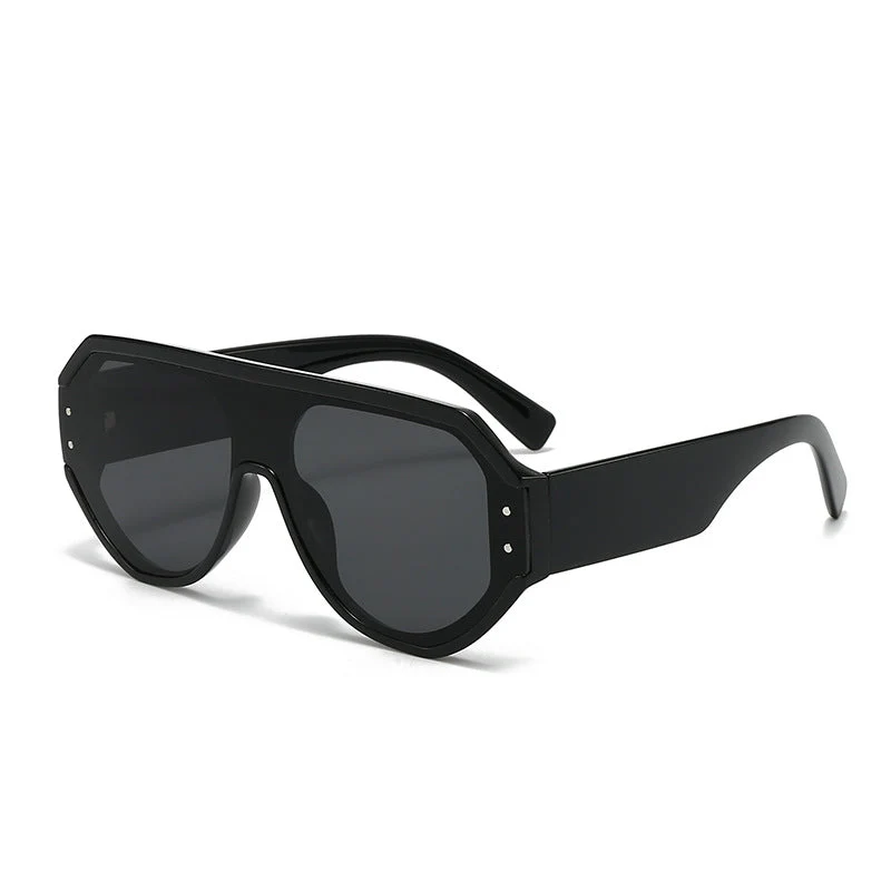 Dame fashionable oversized solbriller med bred ramme Luvikno