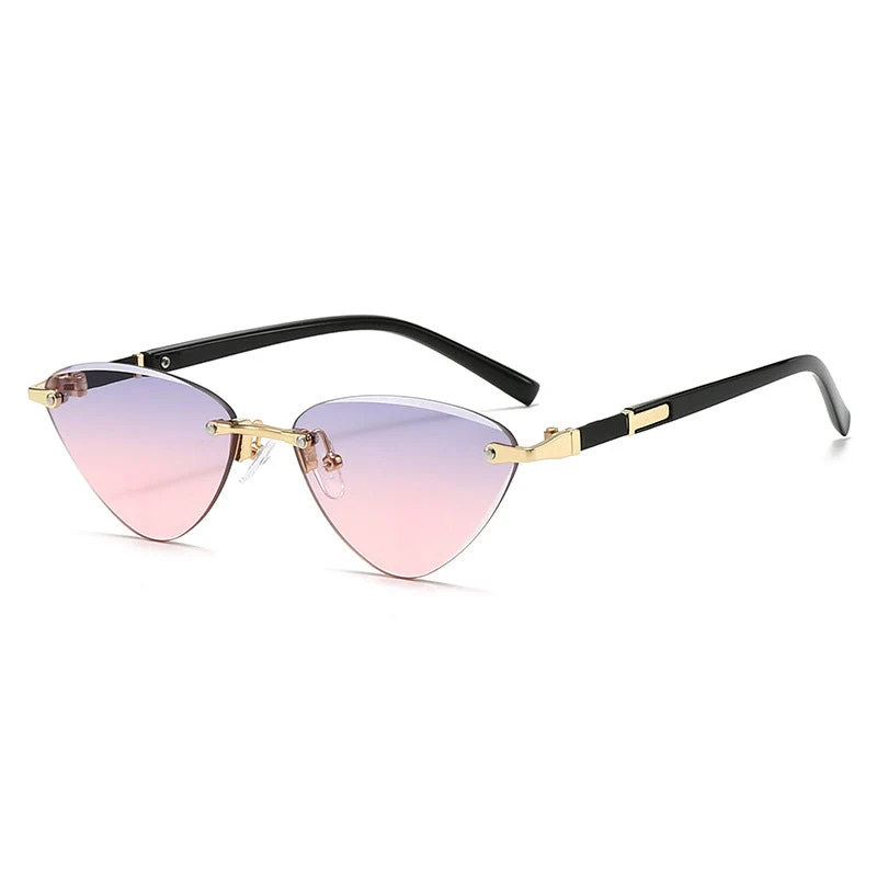 Dame moteriktig Cat-Eye solbrille med elegant metallramme Luvikno