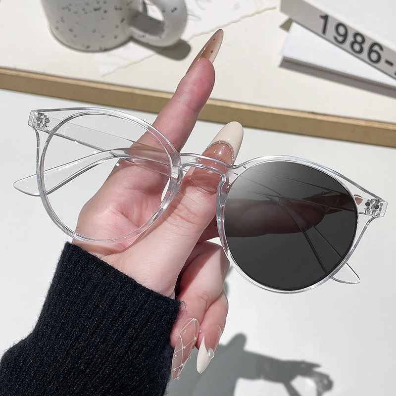 Dame Cat-Eye solbriller med transparent ramme Luvikno