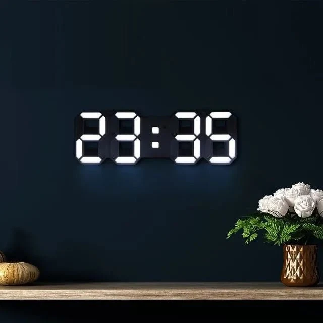 ClariTime 3D LED Veggklokke — Gjenkjenn din stressfrie tid i strålende klarhet når som helst | Luvikno