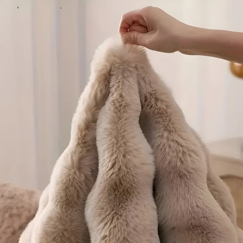 Rund Fløyelsmyk Rutsjesikker Gulvmatte – Koselig Fleece Hjemmedekorasjon | Luvikno