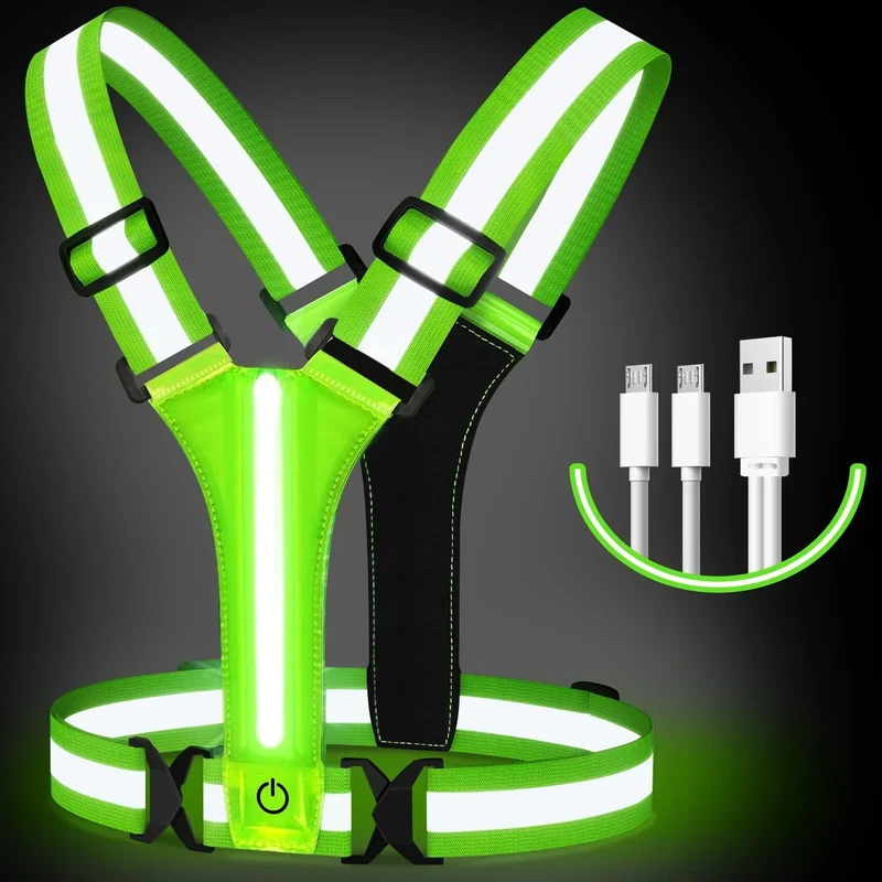 LED Løpevest – Oppladbar Sikkerhetsvest med Refleksstriper | Luvikno