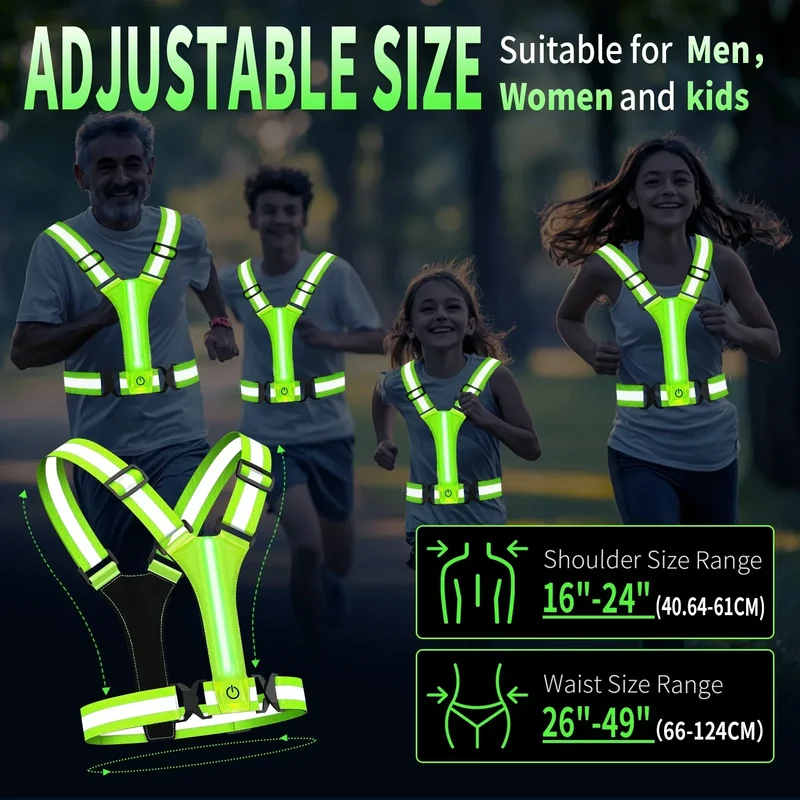 LED Løpevest – Oppladbar Sikkerhetsvest med Refleksstriper | Luvikno