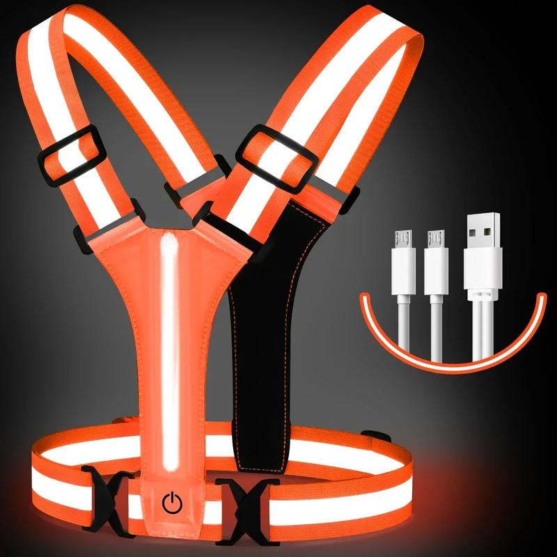 LED Løpevest – Oppladbar Sikkerhetsvest med Refleksstriper | Luvikno