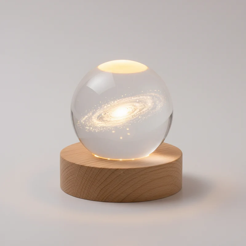 AstroGlobe 3D Lampe – Spherical Wooden Table Lamp with Warm LED Light and Planet Design | Luvikno