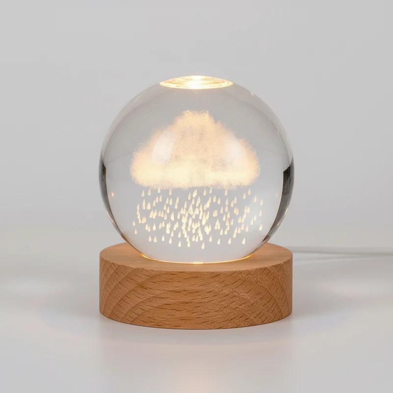 AstroGlobe 3D Lampe – Spherical Wooden Table Lamp with Warm LED Light and Planet Design | Luvikno