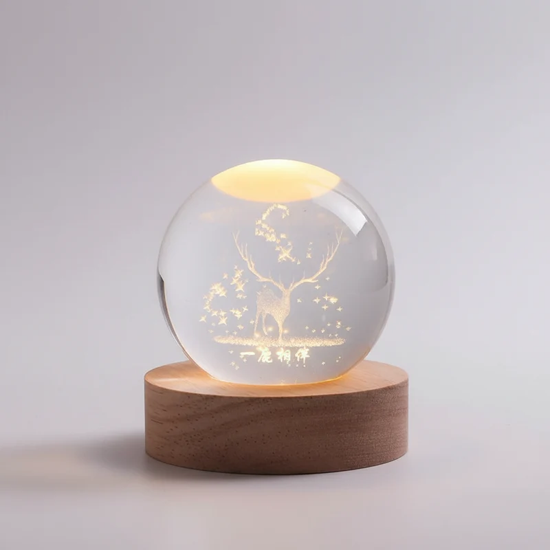 AstroGlobe 3D Lampe – Spherical Wooden Table Lamp with Warm LED Light and Planet Design | Luvikno