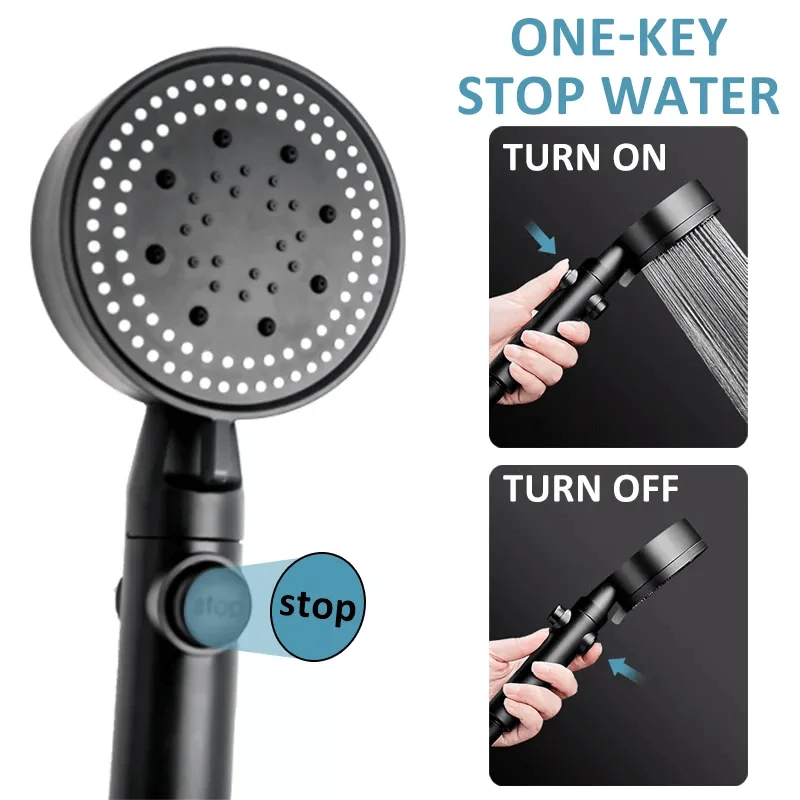 FlowControl Dusjhode med 5 innstillinger og trykknapp | Luvikno