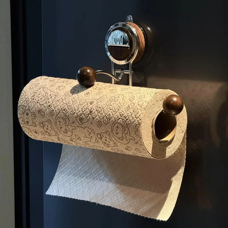 KeukenGrip Rullestativ i rustfritt stål papirhåndkleholder med sugekopp | Luvikno