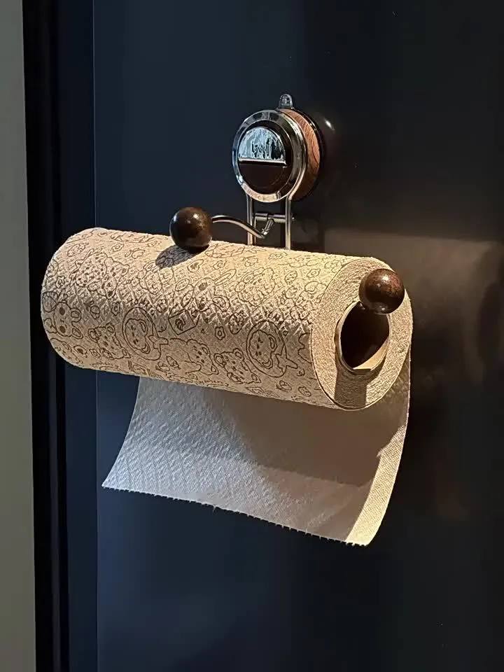 KeukenGrip Rullestativ i rustfritt stål papirhåndkleholder med sugekopp | Luvikno