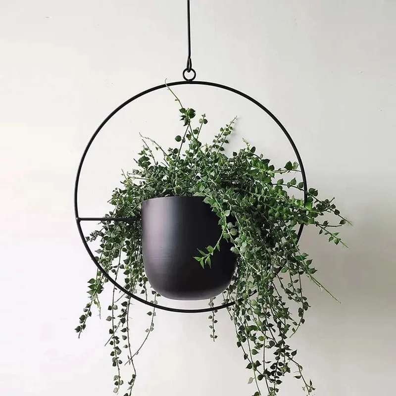 HaloRing Hengende Planteholder – Metall Hengende Blomsterkrukke for Innendørs og Utendørs | Luvikno