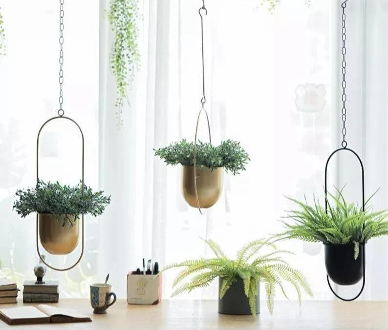 HaloRing Hengende Planteholder – Metall Hengende Blomsterkrukke for Innendørs og Utendørs | Luvikno