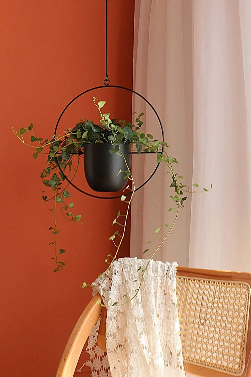 HaloRing Hengende Planteholder – Metall Hengende Blomsterkrukke for Innendørs og Utendørs | Luvikno
