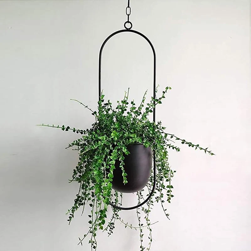 HaloRing Hengende Planteholder – Metall Hengende Blomsterkrukke for Innendørs og Utendørs | Luvikno