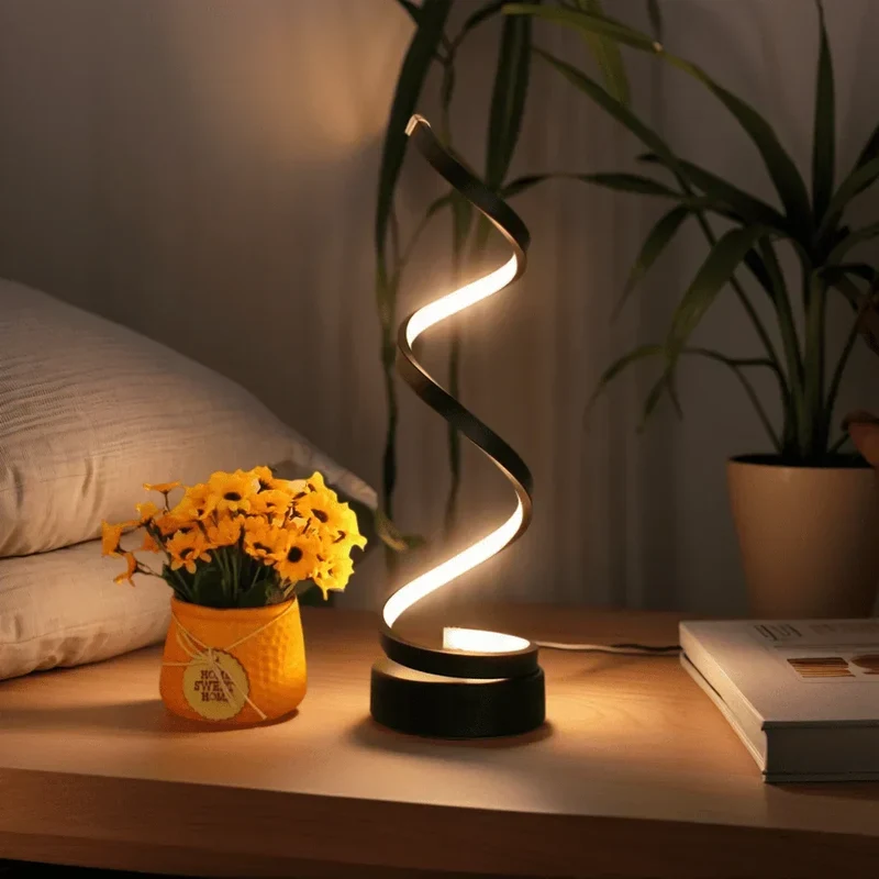 SpiralLight LED Bordlampe med Dimbar Belysning og Berøringskontroll | Luvikno