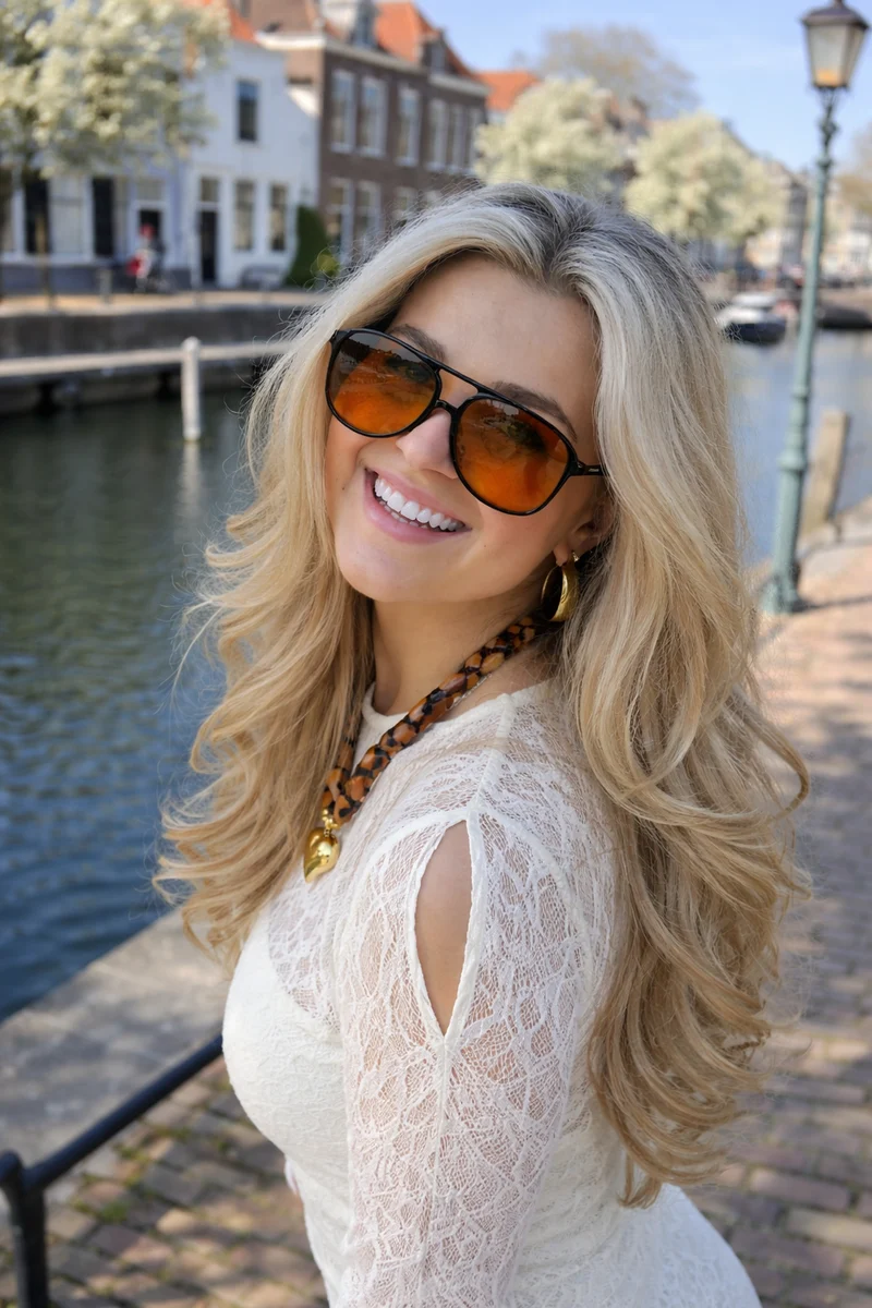 Oversized aviator solbriller med oransje linser og UV-beskyttelse | Luvikno