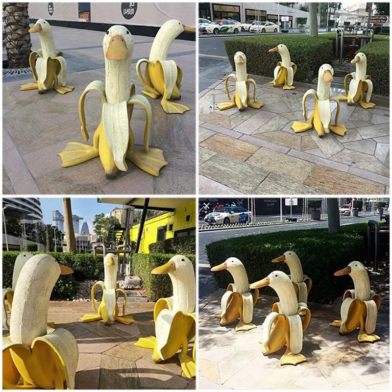 BananaDuck Dekorfigur – Lekne Harpiksdekorasjon for Innendørs eller Utendørs | Luvikno