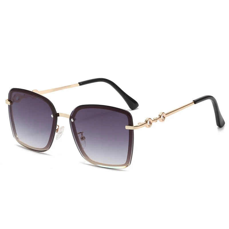 Dame kvadratisk solbrille med speilglass og elegant detalj Luvikno