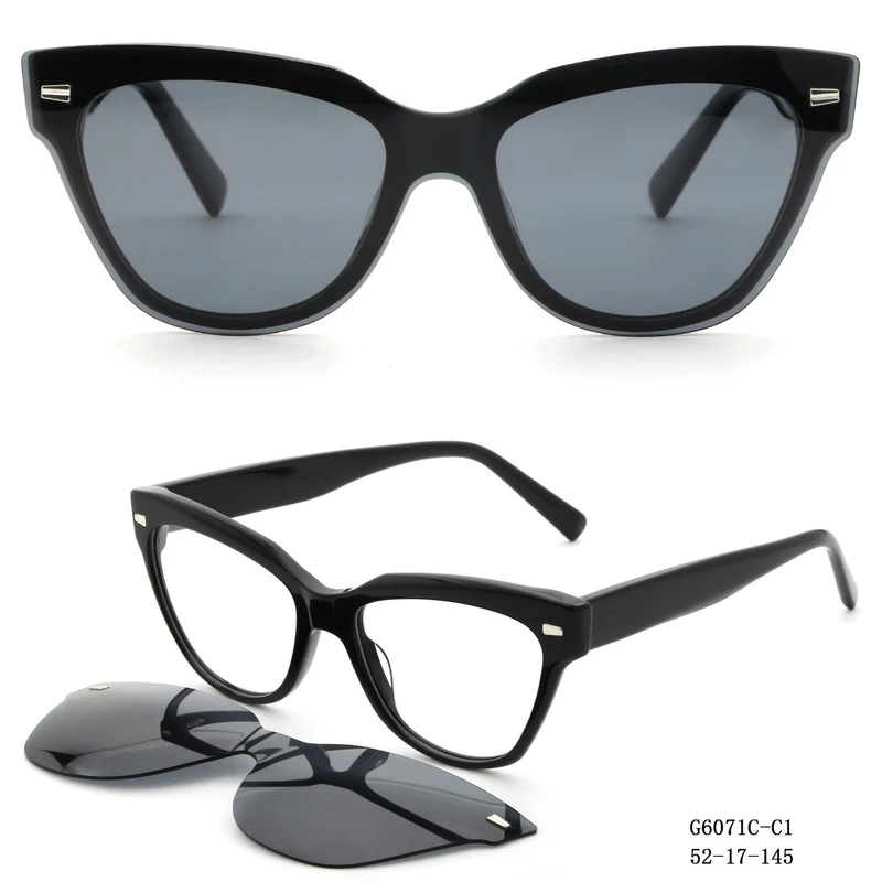 Dame moter Cat-Eye solbriller med avtakbare glass Luvikno