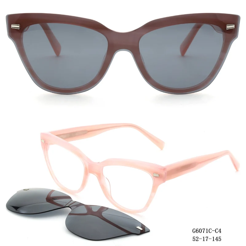Dame moter Cat-Eye solbriller med avtakbare glass Luvikno
